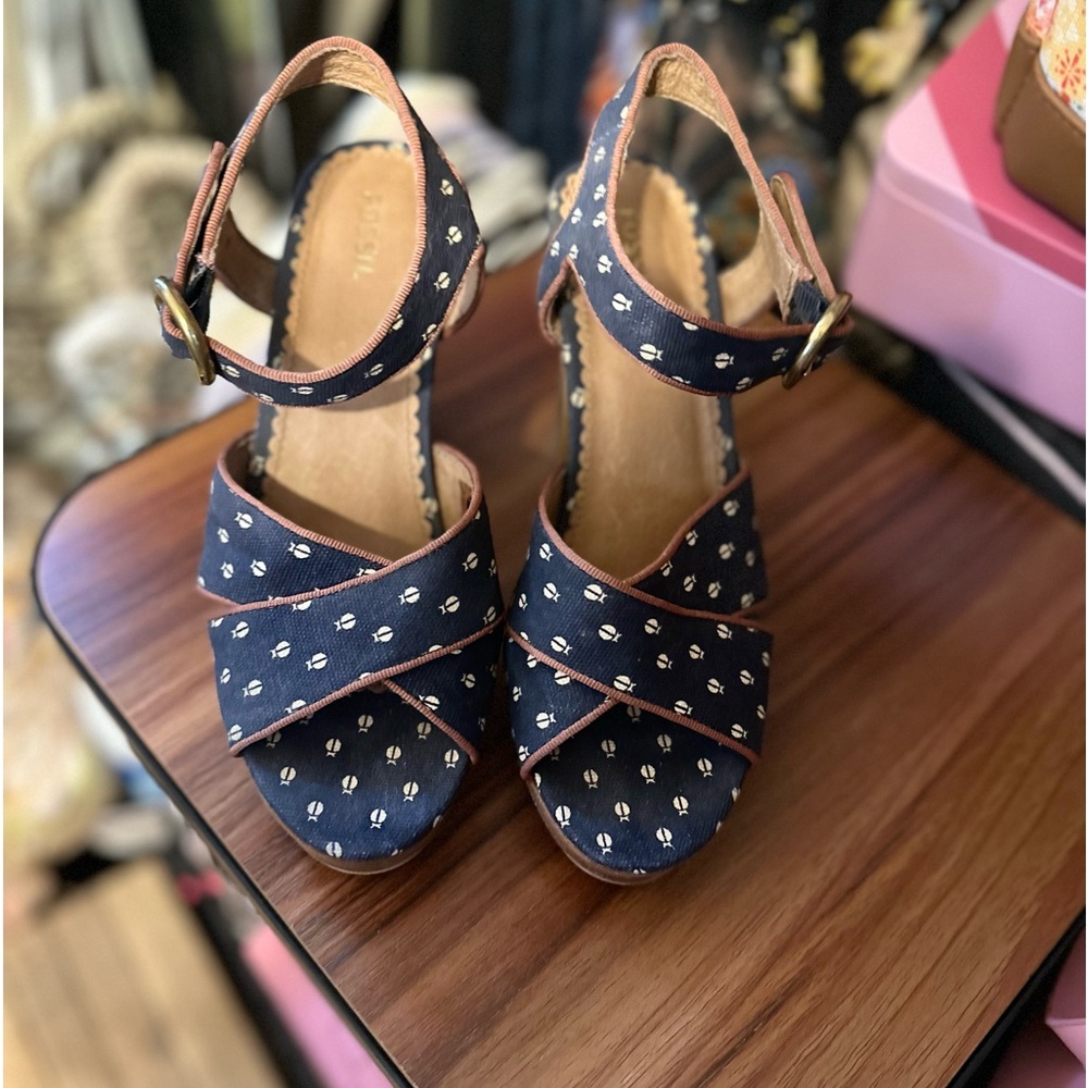 Fossil ladybug sandal blue/cream